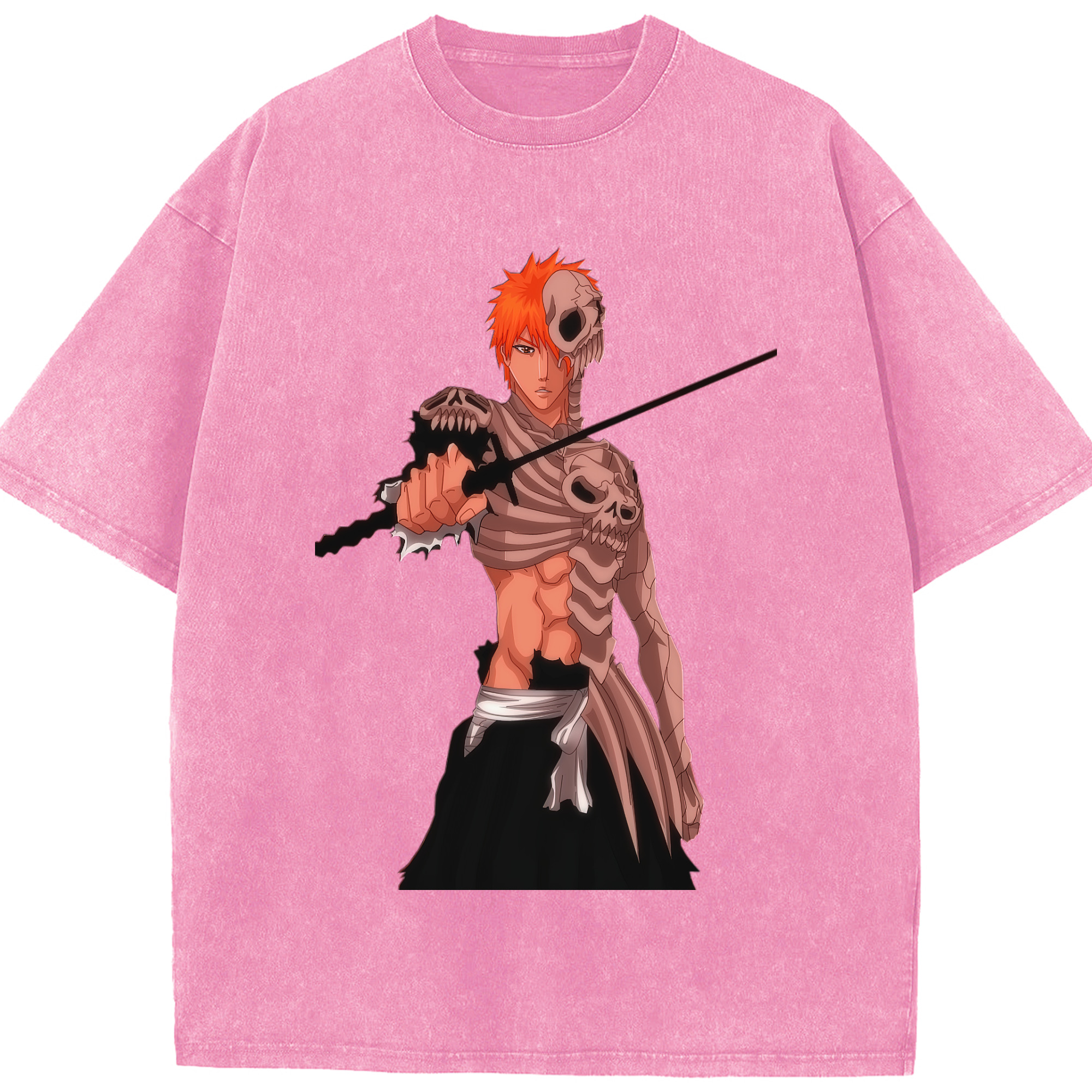 （画像用） ブリーチ 黒崎一護（くろさき いちご）BLEACH Kurosaki Ichigo 綿100% ヴィンテージ風 半袖Tシャツ（フロントプリント）